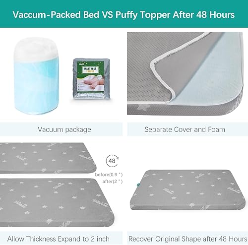 Bassinet Mattress Pad 24 x 42 Compatible with Lotus Travel Crib, Waterproof Breathable Soft Baby Foam with Removable Zippered Cover - Jamouz