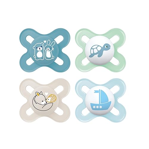 MAM Original Start Matte Newborn Baby Pacifier, Best Pacifier for Breastfed Babies, Boy, 0-3 Months (Pack of 4) - Jamouz