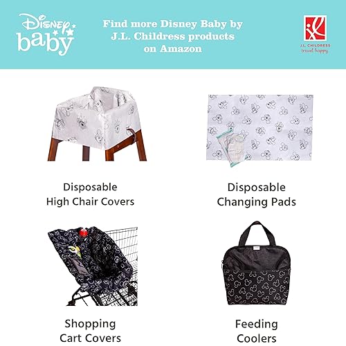 J.L. Childress Healthy Habits Disposable Restaurant High Chair Covers - 12 Count - Individually Wrapped Baby Seat Covers - Covers All Surfaces - Stars/Hearts/Arrows - Jamouz