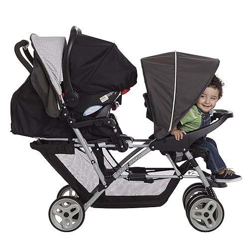 Graco DuoGlider Double Stroller | Lightweight Double Stroller with Tandem Seating, Glacier - Jamouz