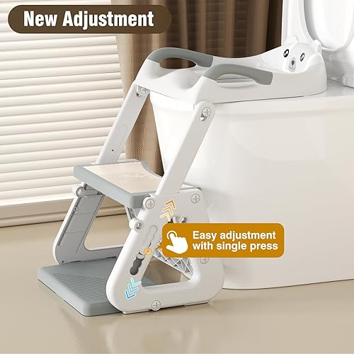 Potty Training Toilet Seat with Step Stool Ladder, Detachable Triangular Stabilized Base 2-IN-1 Toddler Toilet Seat with Splash Guard, Anti-Slip Pad, and Step Stool (Elegant Grey) - Jamouz