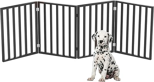 3-Panel Indoor Foldable Dog Fence for Stairs, Hallways, or Doorways - 54x24-Inch Wood Freestanding Dog Gates by PETMAKER (Brown) - Jamouz