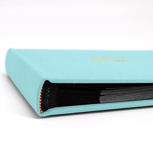 Holoary Small 4x6 Photo Album, Linen Hard Cover, Holds 50 Photos, Black Page Traditional Book Bound, Mini Brag Book Baby Album, Ideal For Wedding, Family Pictures, Gifts, Anniversary (Sky blue) - Jamouz