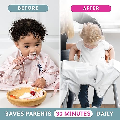 BIBaDO - Long Sleeve Baby Bibs - Babies & Toddlers 6-36 Months - Coverall Baby Led Weaning Bib - Easy Wipe, Soft & Waterproof - Jamouz