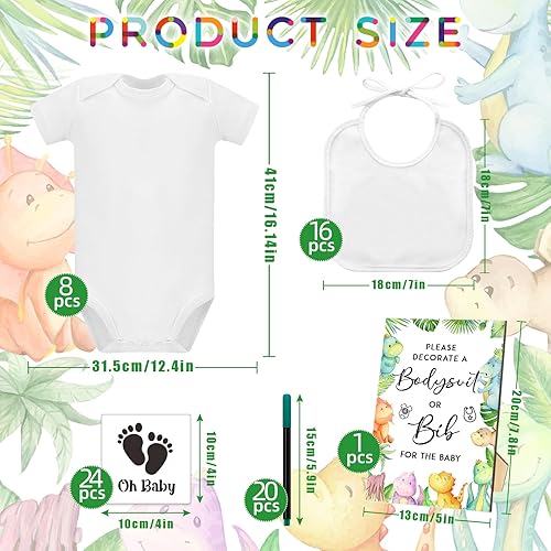 69 Pcs Baby Bib Bodysuit Baby Shower Set Baby Shower Game Sign Baby Feeder Bib Newborn Bodysuit Fabric Marker - Jamouz