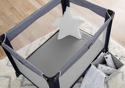 TL Care 2 Pack Fitted Pack N Play Playard Sheet 27' x 39', Soft Breathable Neutral 100% Cotton Jersey Pack and Play Sheet, Gray Star/Gray Zigzag, for Boys and Girls, Fits Most Mini Crib - Jamouz