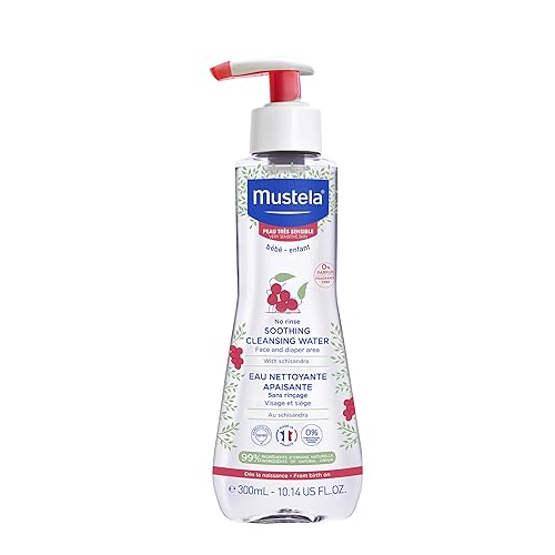 Mustela Baby Soothing Cleansing Water - No-Rinse Micellar Water for Very Sensitive Skin - with Natural Avocado & Schizandra Berry - Fragrance Free & EWG Verified - 10.14 fl. oz. - Jamouz