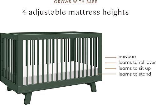 babyletto Hudson 3-in-1 Convertible Baby Crib with Toddler Bed & Daybed Conversion - Easy to Assemble - GREENGUARD Gold Certified w/ 4 Adjustable Mattress Heights - Natural - Jamouz
