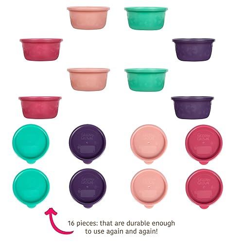 The First Years GreenGrown Reusable Bowls with Lids – Toddler Snack Bowl – 8 Pack – Pink/Purple/Teal - Jamouz