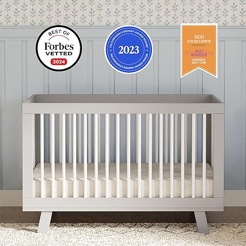 babyletto Hudson 3-in-1 Convertible Baby Crib with Toddler Bed & Daybed Conversion - Easy to Assemble - GREENGUARD Gold Certified w/ 4 Adjustable Mattress Heights - Natural - Jamouz