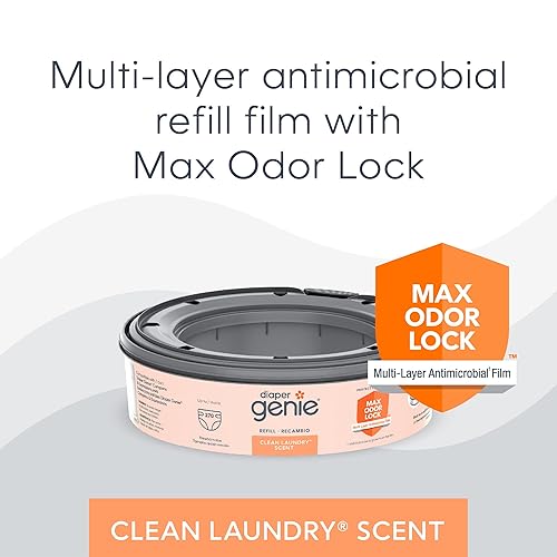 Playtex Diaper Genie Complete Pail with Built-In Odor Controlling Antimicrobial, Includes Pail & 1 Refill, White , 8.36 Pound - Jamouz