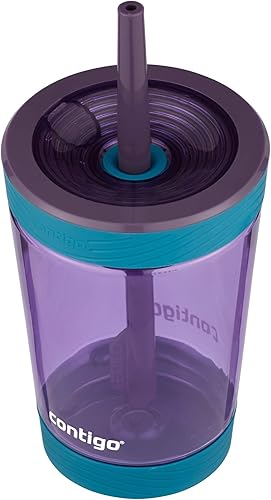 Contigo Kids Spill-Proof 14oz Tumbler with Straw and BPA-Free Plastic, Fits Most Cup Holders and Dishwasher Safe, 2-Pack Strawberry Cream & Blue Raspberry - Jamouz