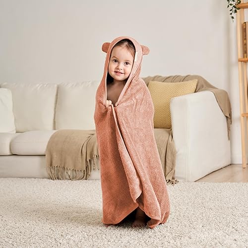 Toddler Bath Towel - Viscose from Bamboo & Cotton Blend for Delicate Skin - Super Soft Thick 600GSM - Ideal Toddler Boy and Girl Bath Essentials 35'x35' Bath Towel - Baby Towel with Hood - Jamouz