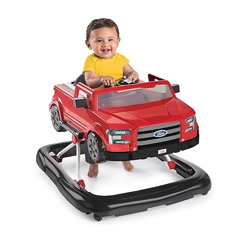 Bright Starts Ford F-150 4-in-1 Agate Black Baby Activity Center & Push Walker with Removable Interactive Steering Wheel-Toy, 6 Months and up - Jamouz