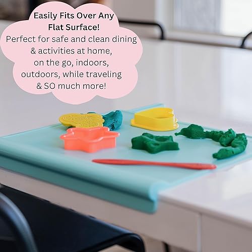 100% Silicone Placemat with Teething Edge Bumper/Spill Stopper | Dishwasher Safe, Travel Ready Non-Slip Suction Activity Mat for Infants, Babies, Toddlers, Children, Kids (Sage Green) - Jamouz