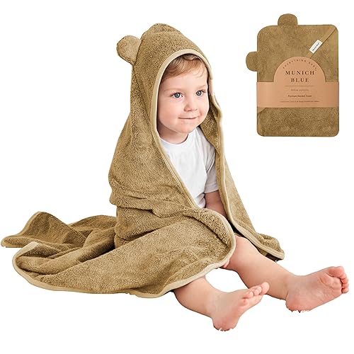 Toddler Bath Towel - Viscose from Bamboo & Cotton Blend for Delicate Skin - Super Soft Thick 600GSM - Ideal Toddler Boy and Girl Bath Essentials 35'x35' Bath Towel - Baby Towel with Hood - Jamouz
