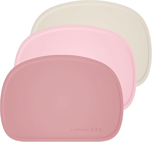 Cuddle Campus Set of 3 Silicone Placemats with Raised Edges for Kids,Toddlers,Babies, Non-Slip Dinning Table Mat, Baby Eating Mat, Food Mat - Jamouz