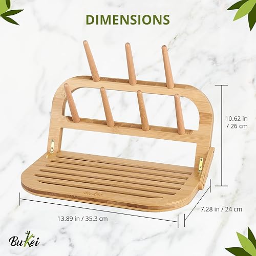 Bamboo Baby Bottle Drying Rack - Space Saving Bottle Dryer & Holder - Jamouz
