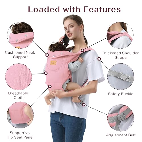 Baby Carrier Newborn to Toddler, Cozy Baby Wrap Carrier(7-30lbs), Easily Adjustable Toddler Carrier, Lightweight Baby Holder Carrier, Black - Jamouz