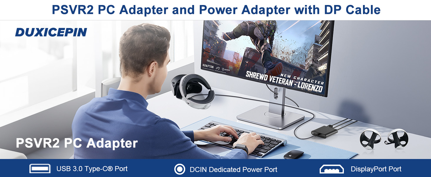PSVR2 PC Adapter and Power Adapter with DP Cable