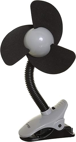 Dreambaby Deluxe EZY-Fit Clip on Fan with Soft Fins - Perfect for Strollers, Cribs, Wheelchairs, Beach, Pool, Much More!, Black/Grey-1 Count (Pack of 1) - Jamouz