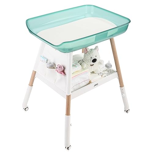 JMMD Baby Changing Table, Changing Station for Nursery, Adjustable Height Diaper Station with Waterproof Changing Pad and Storage for Baby 0-5 Months, White Storage - Jamouz