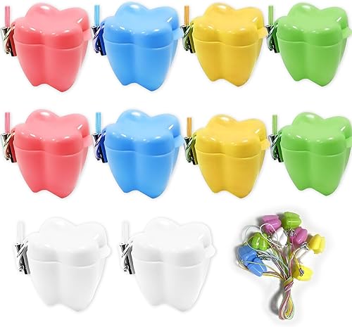 10 Pieces Plastic Baby Tooth Keepsake Box Set, Multicolor Teeth Storage Case Holders Portable Container for kids Boys Girls - Jamouz