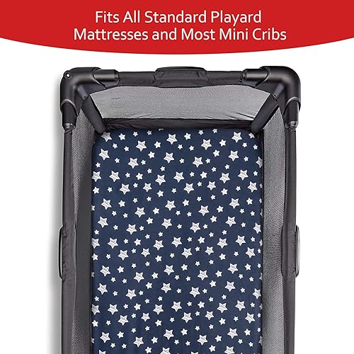 Pack and Play Sheets & Waterproof Terry Pack N Play Mattress Protector Pad Cover 4 Pack, Viscose Made from Bamboo Pack N Play Sheets Set, Grey & Navy - Jamouz