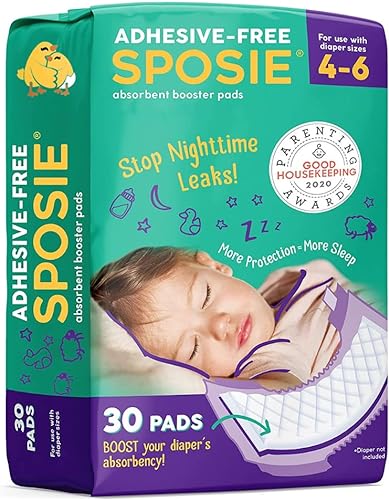 Sposie Diaper Booster Pads, Size 4-6, 30 Count - Hypoallergenic, Dermatologist and Pediatrician Tested, Fragrance, Latex, Chemical and Cruelty-Free, Made in USA - Jamouz