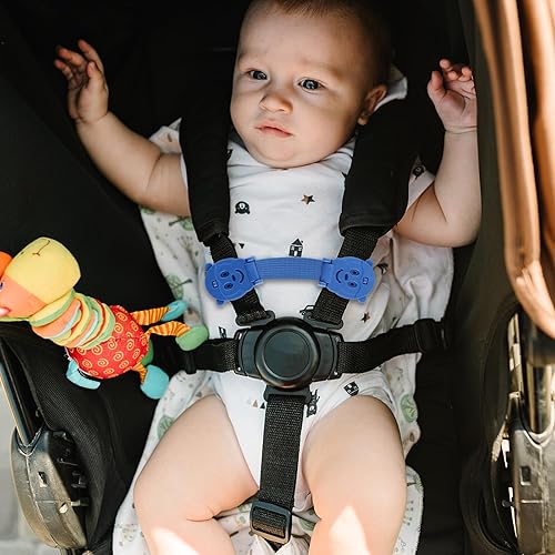 Anti Escape Strap, Baby Harness Chest Clip Safety Clip, Prevent Children/Kids Taking Their Arms Out of Child High Chairs/Strollers/Baby Reins, Blue(2 Pack) - Jamouz