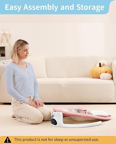 LAREX Baby Swings Electric Baby Swing Bluetooth Infant Swing Portable Rocker with 5 Speeds, 1 Seat Position, Remote Control, Grey - Jamouz