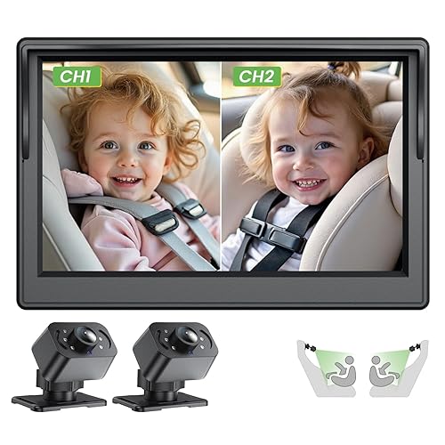 IPOZITO Car Camera for Baby Car Monitor for 2 Kids 5 inch Display HD 1080P Dual-Channel Car Baby Camera with IR Night Vision Adjustable Bracket Lengt Clear Wide View for Rear Facing Seat - Jamouz