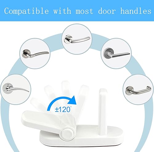 Childproof Door Lever Lock Baby safety locks for doors (2 Pack) Improved door safety for kids, 3M Adhesive No Drilling Child Safety Door Handle Lock. Simple Install, No Tools Needed (White, 2) - Jamouz