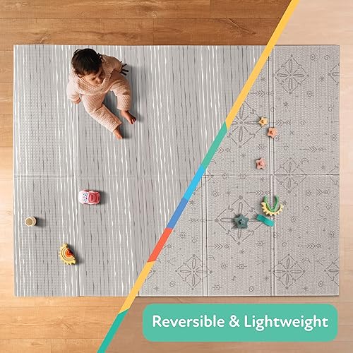 Nuby Reversible Baby Floor Mat - Foldable and Lightweight Baby Play Mat for Floor - Easy Storage and Travel - Stars and Sky - Jamouz