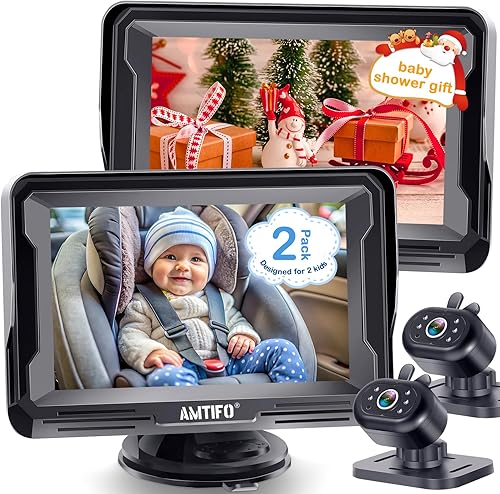 AMTIFO Baby Car Camera Easy Install: Clear Night Vision 2Mins Plug-Play Backseat Camera 360 Rotation Rear Facing Car Baby Monitor with Camera - Jamouz