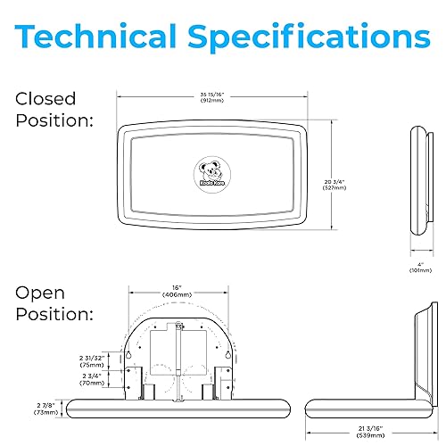 Koala Kare Surface-Mounted Horizontal Baby Changing Station with Stainless Steel Veneer, Model KB300-01SS (Grey) - Jamouz