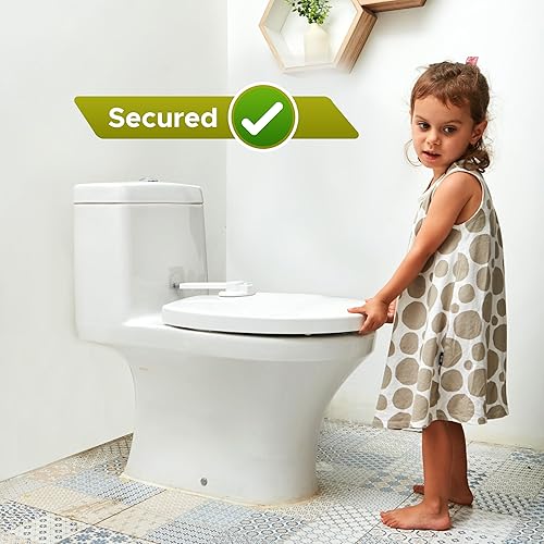 Baby Toilet Lock by Wappa Baby - 9'L x 4'W - Ideal Baby Proof Toilet Lid Lock - No Tools Needed Easy Installation with 3M Adhesive - Top Safety Toilet Seat Lock - Fits Most Toilets - White (1 Pack) - Jamouz