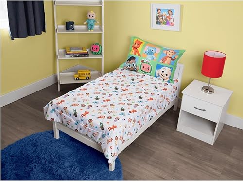 CoComelon 4-Piece Toddler Bedding Set, Cute as a Rainbow, Toddler Bed, Green - Jamouz