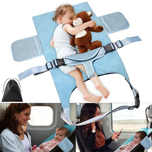 2025 Upgrade Toddler Airplane Bed,Jaxbo Portable Baby Airplane Seat Extender,Baby Portable Plane Bed Foot Rest with Triangle Seat Belts,Baby Travel Essentials for 1-3 - Jamouz