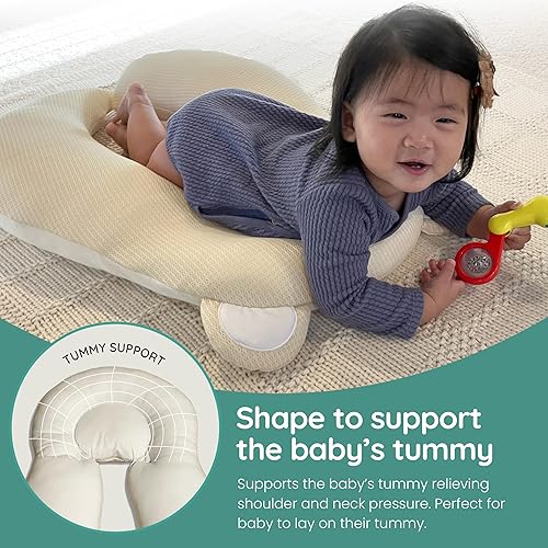 Multifunctional Baby Pillow: Anti-Roll, Nursing, and Tummy Time Features, 3D Air Mesh Fabric for Breathability. Adjustable Thickness, Easy Care - Jamouz