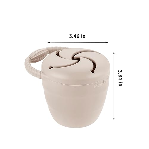 PandaEar Silicone Snack Containers, Collapsible Toddler Snack Cups Spill Proof Food Catcher for Toddler Baby, Pack of 2 (Light Tan/Walnut) - Jamouz