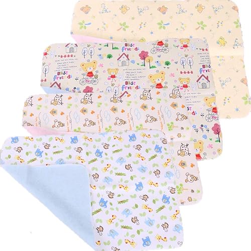 4pcs Pack Monvecle Baby Infant Cotton Waterproof Changing Pads Washable Resuable Diapers Liners Mats Small 18'x12' - Jamouz