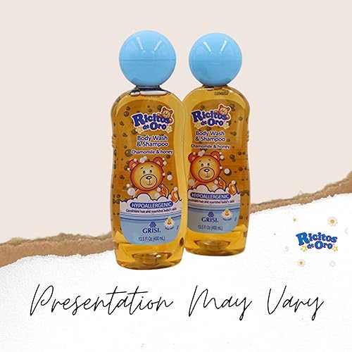 Ricitos de Oro 2-in-1 Baby Hair and Body Wash, Hypoallergenic Tear Free Body Wash and Shampoo with Chamomile and Honey, Cleansing Formula for Babies, 2-Pack of 13.5 FL Oz Each, 2 Bottles. - Jamouz