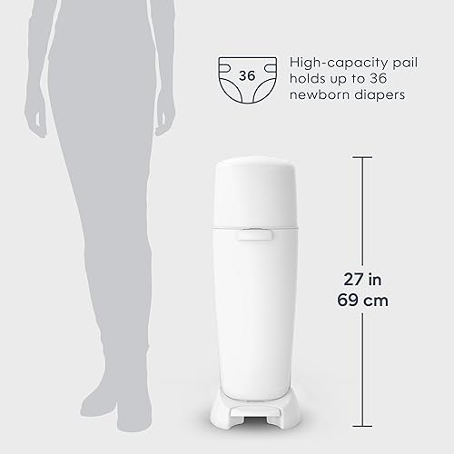 Playtex Diaper Genie Complete Pail with Built-In Odor Controlling Antimicrobial, Includes Pail & 1 Refill, White , 8.36 Pound - Jamouz