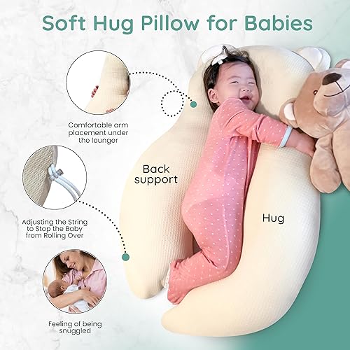 Multifunctional Baby Pillow: Anti-Roll, Nursing, and Tummy Time Features, 3D Air Mesh Fabric for Breathability. Adjustable Thickness, Easy Care - Jamouz