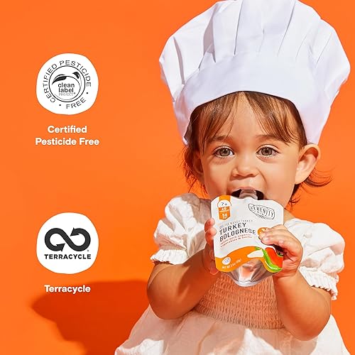 Serenity Kids Bone Broth Puree Made with Organic Veggies - Clean Label Project Purity Award Certified - 3.5 Ounce BPA-Free Pouch - Free Range Turkey Bolognese - 6 Count - Baby Food Turkey Bone Broth - Jamouz