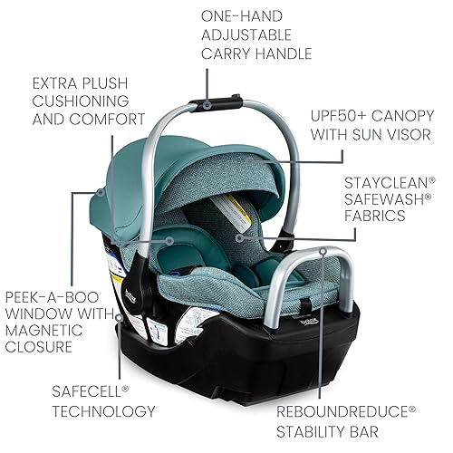 Britax Willow Grove SC Baby Travel System, Infant Car Seat and Stroller Combo with Alpine Base, ClickTight Technology, SafeWash, Pindot Stone - Jamouz
