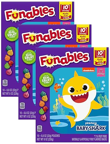 Funables Fruit Snacks, Baby Shark Shaped Fruit Flavored Snacks, 0.8 Ounce Pouches (Pack of 30) - Jamouz