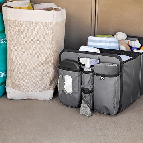 Munchkin Brica Out-n-About Trunk and Car Organizer with Diaper Changing Station, Collapsible, Grey - Jamouz