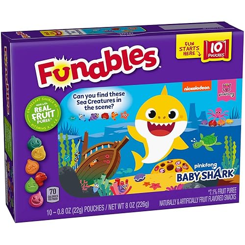 Funables Fruit Snacks, Baby Shark Shaped Fruit Flavored Snacks, 0.8 Ounce Pouches (Pack of 30) - Jamouz